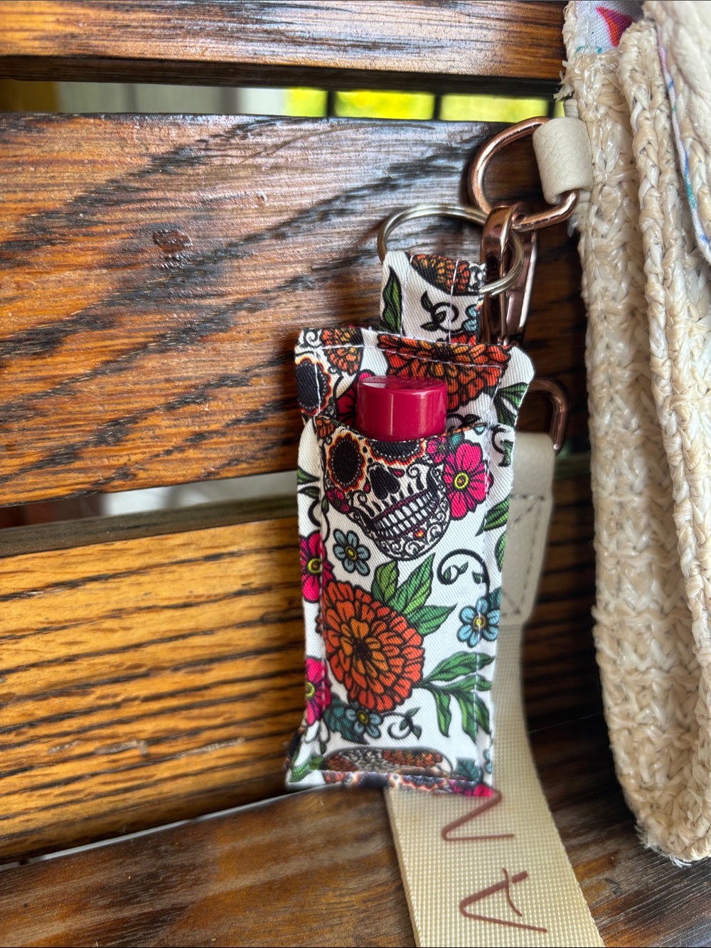 Day of the Dead Keychain Chapstick Holder - Picture 2 of 2